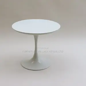 Office Table: Smooth White Round Office Accent Table