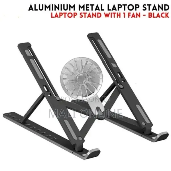 Adjustable Aluminum Laptop Stand With Detachable Cooling Fan