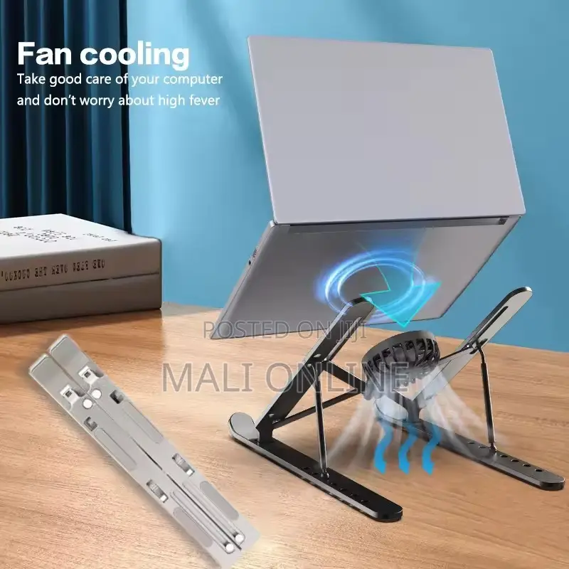 Adjustable Aluminum Laptop Stand With Detachable Cooling Fan