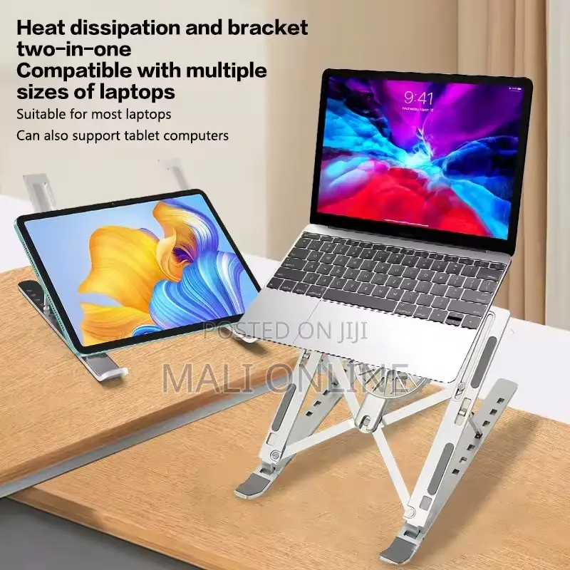 Adjustable Aluminum Laptop Stand With Detachable Cooling Fan