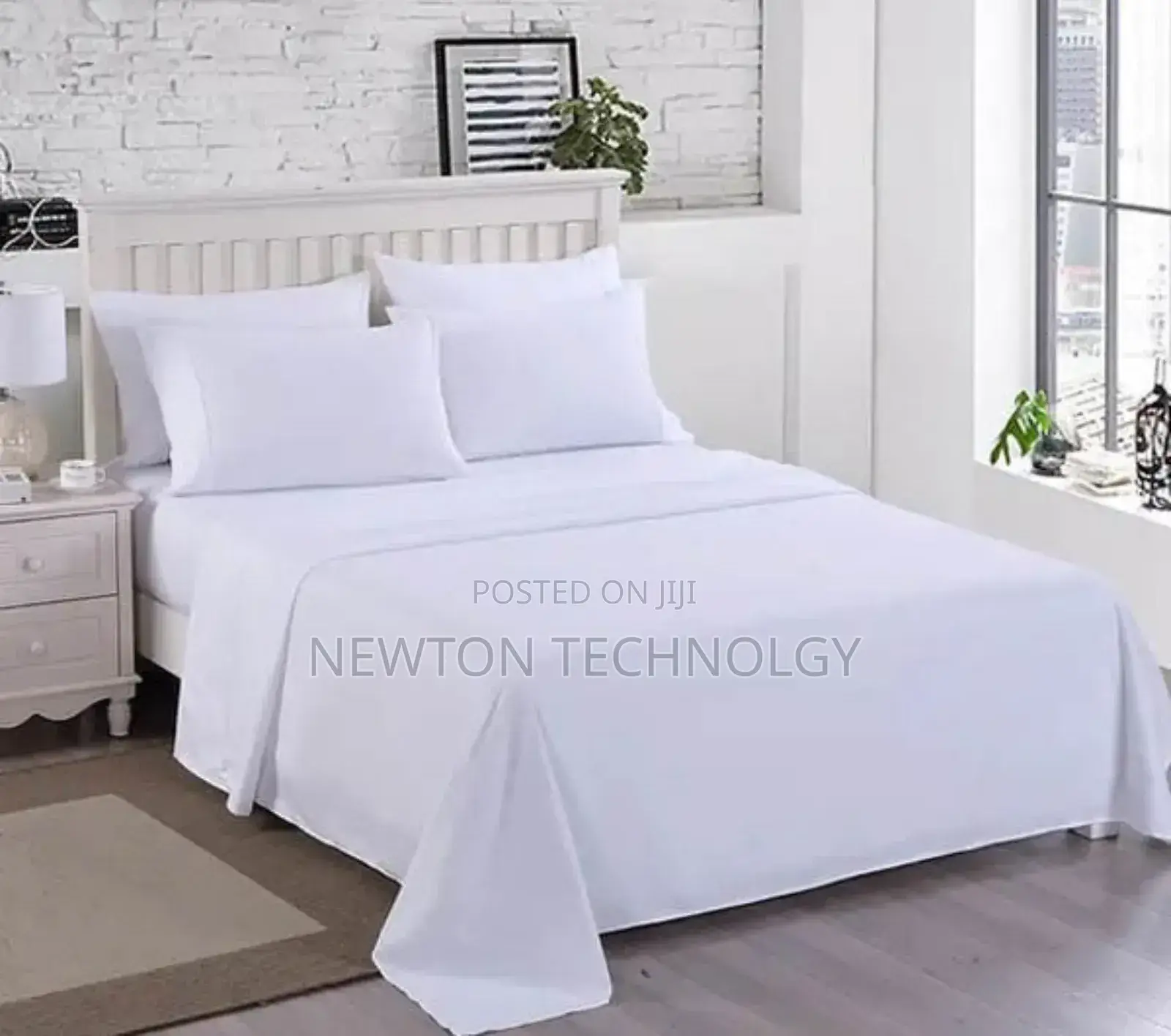 *6pc Plain White Cotton Bedsheets