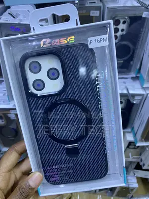 Caseek iPhone 16 Pm Carbon Fiber Ring Stand Magsafe Case