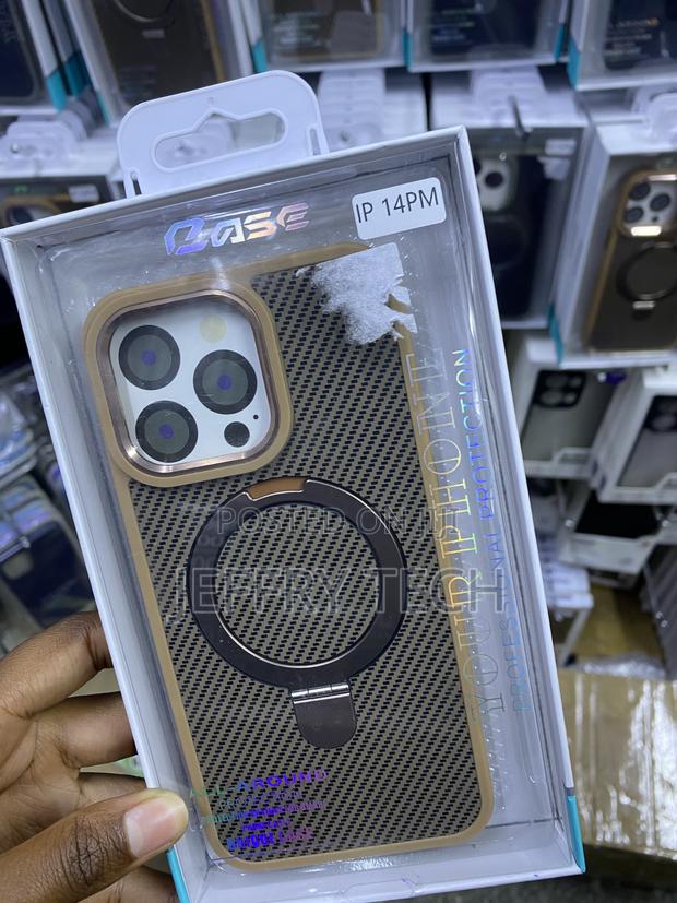 Nagram iPhone 14 Pm Carbon Fiber Ring Stand Magsafe Case - thumbnail 2