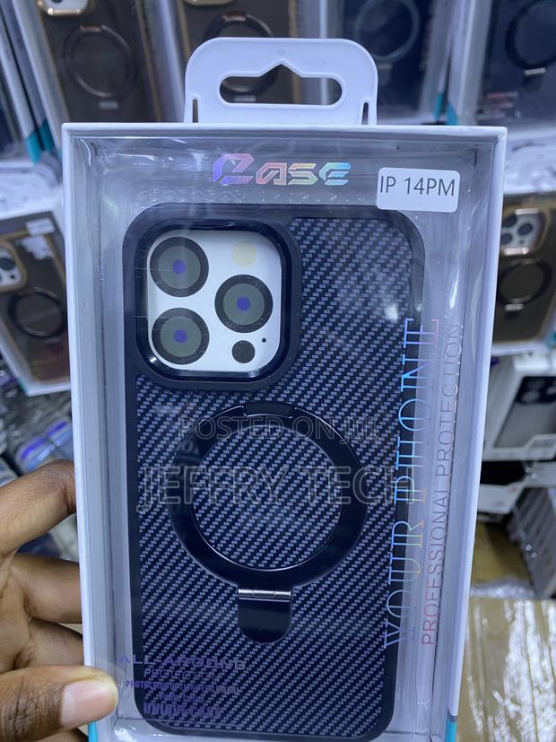 Aulumu iPhone 14 Pro Max Carbonfiber Ring Stand Magsafe Case - main view