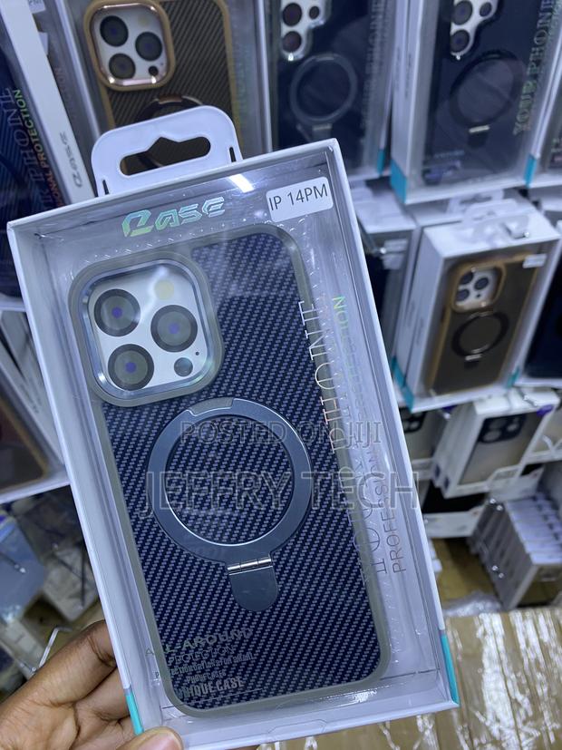 Bharat iPhone 14 Pm Carbon Fiber Ring Stand Magsafe Case - thumbnail 3