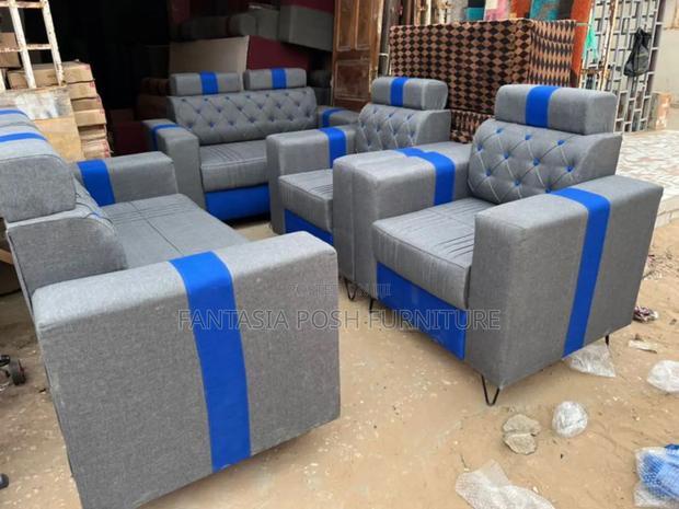 6-Seater Modern Grey and Blue Sofa - Pay on Delivery - main view