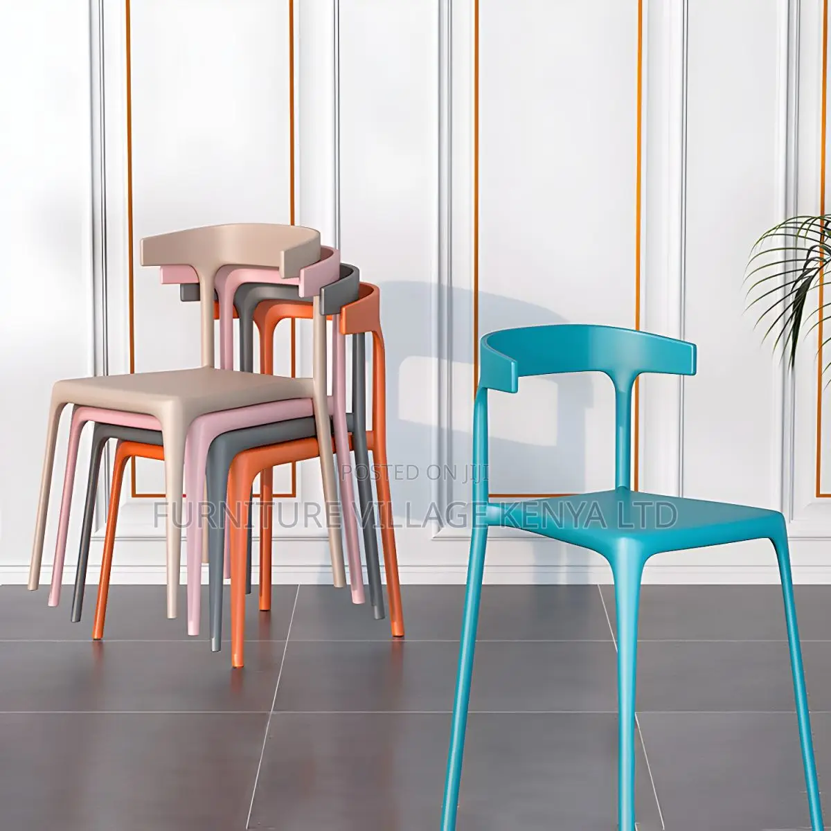 Office Chair:Plastic Stylish Garden Outdoor Chair-Coloured