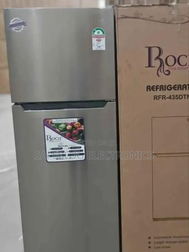 Refregirator Roch 348l, Double Door, Silver- New