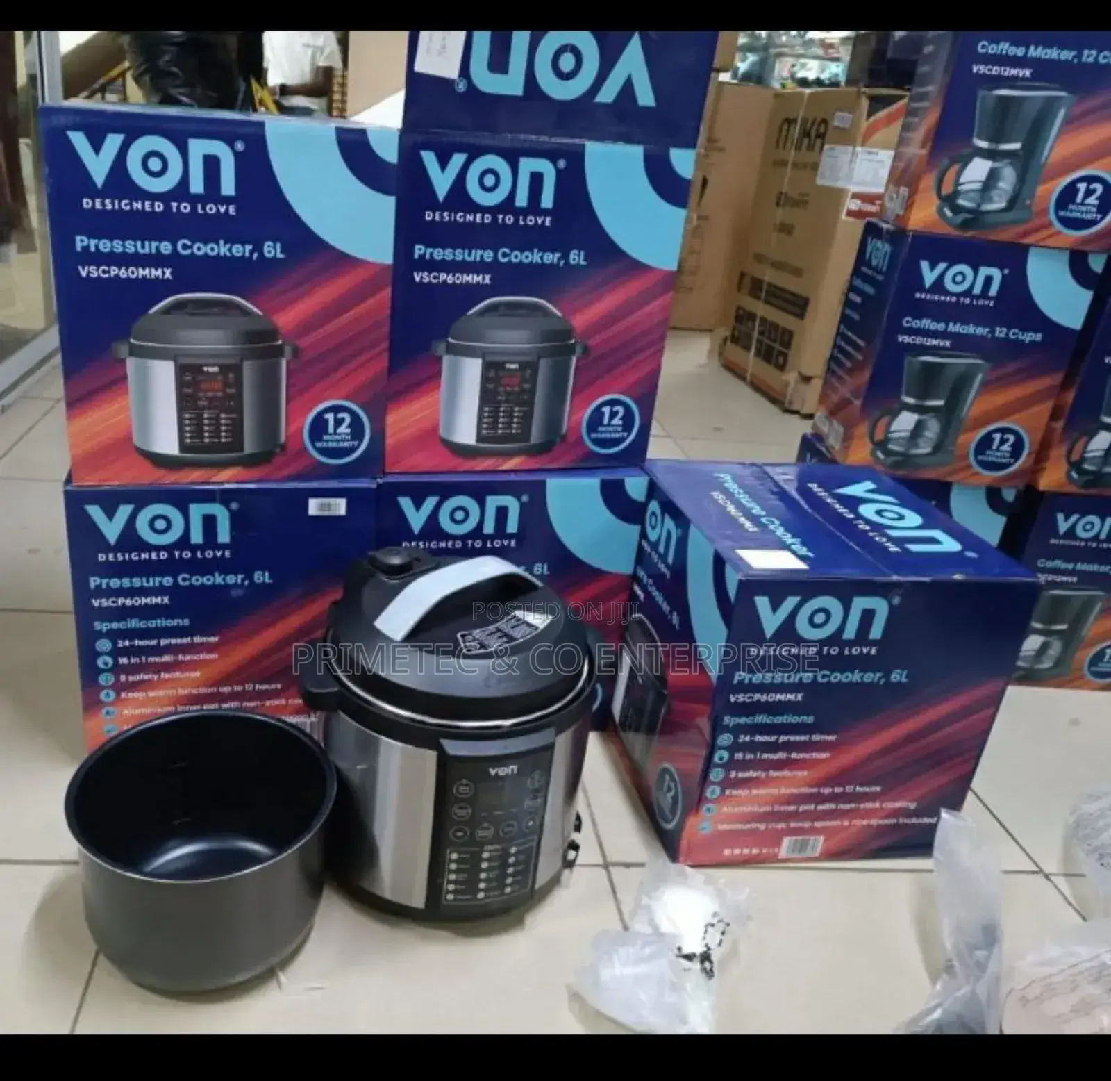 Von 6 Litres Electric Pressure Cooker Vscp60mmx