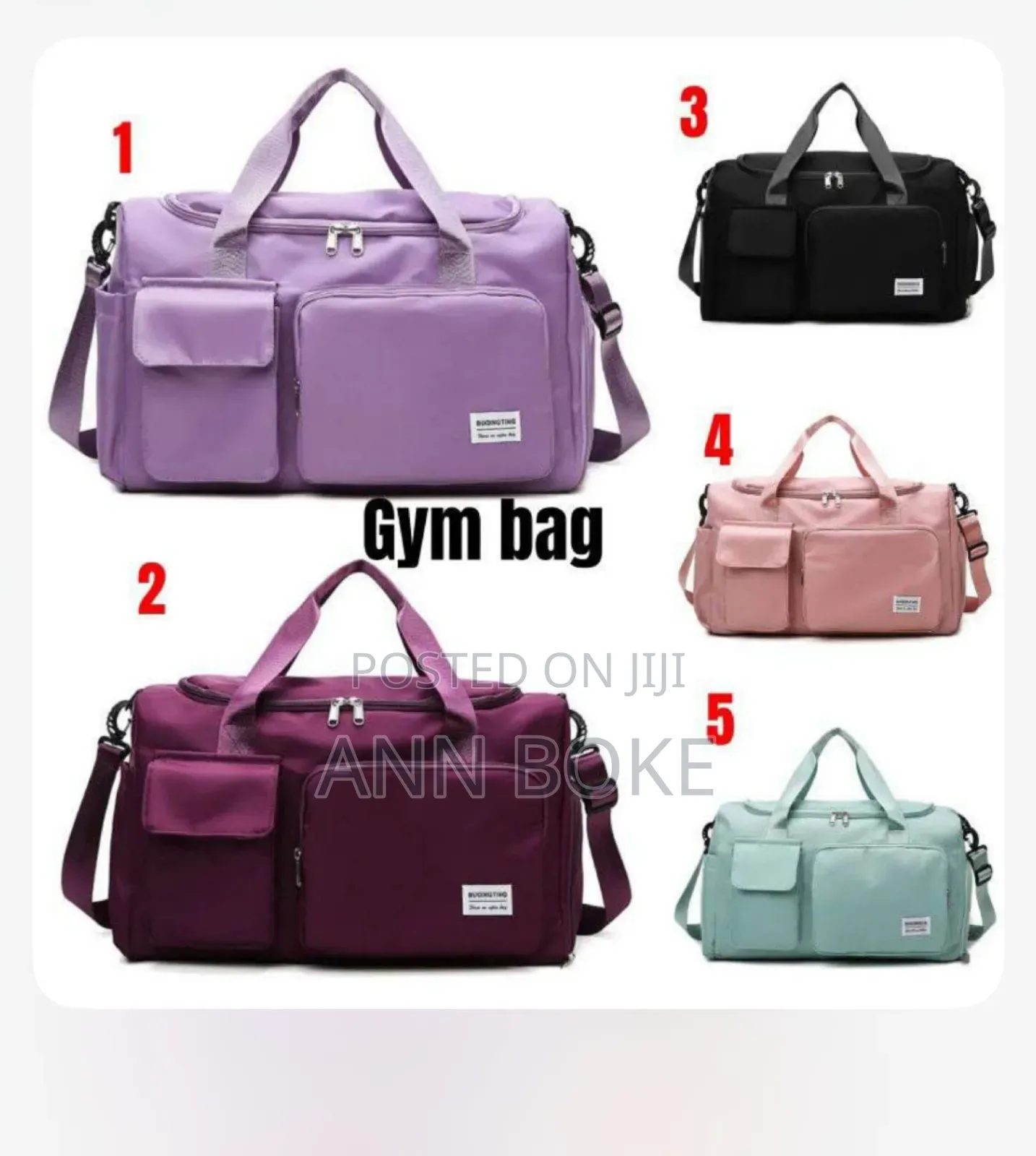 Gym Bag at 1500. Available in Black, Peach and Navy Blue