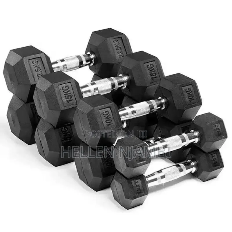 5kgs Hexagonal Rubber-coated Dumbbells