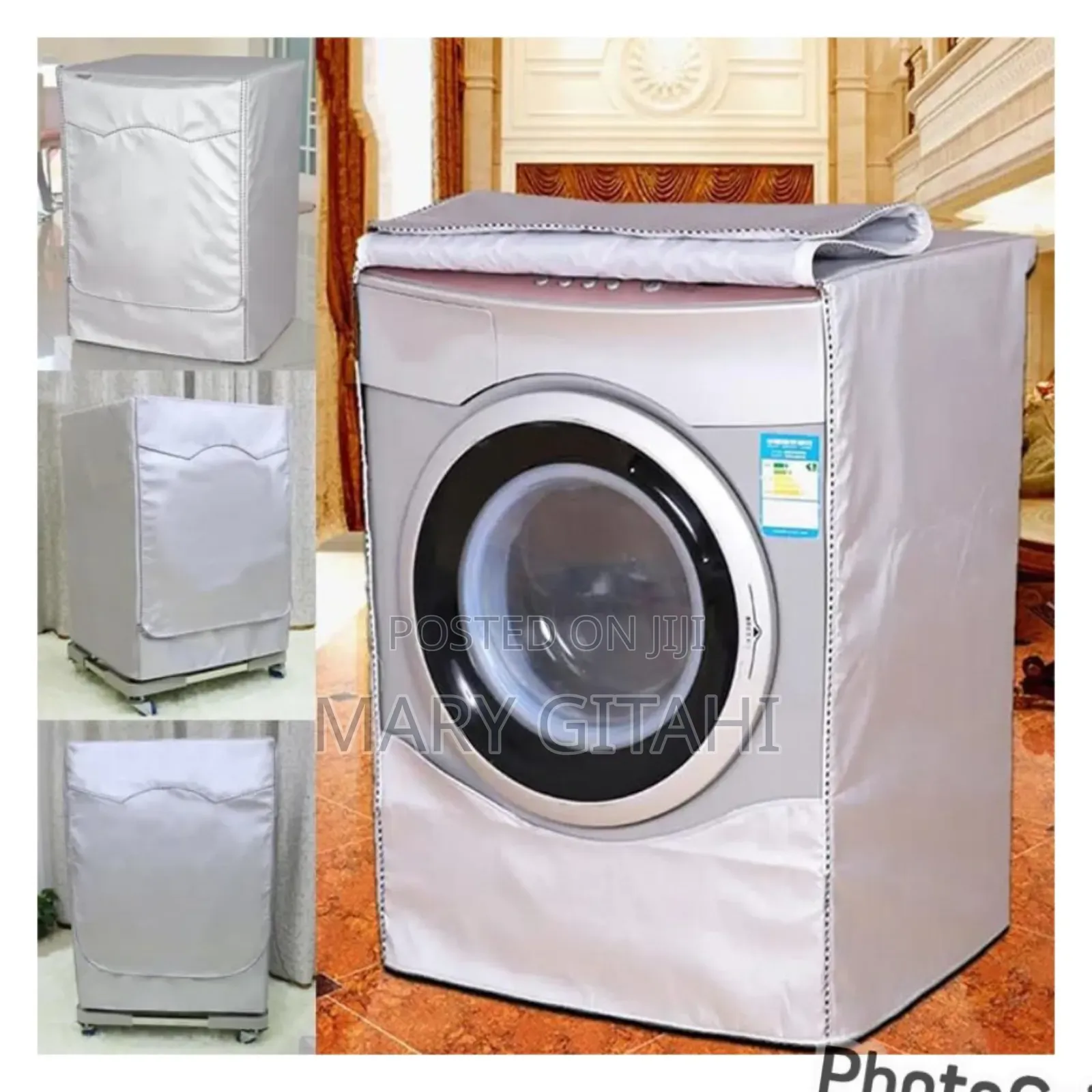 Grey/Silver Front Load Washing Machine Cover