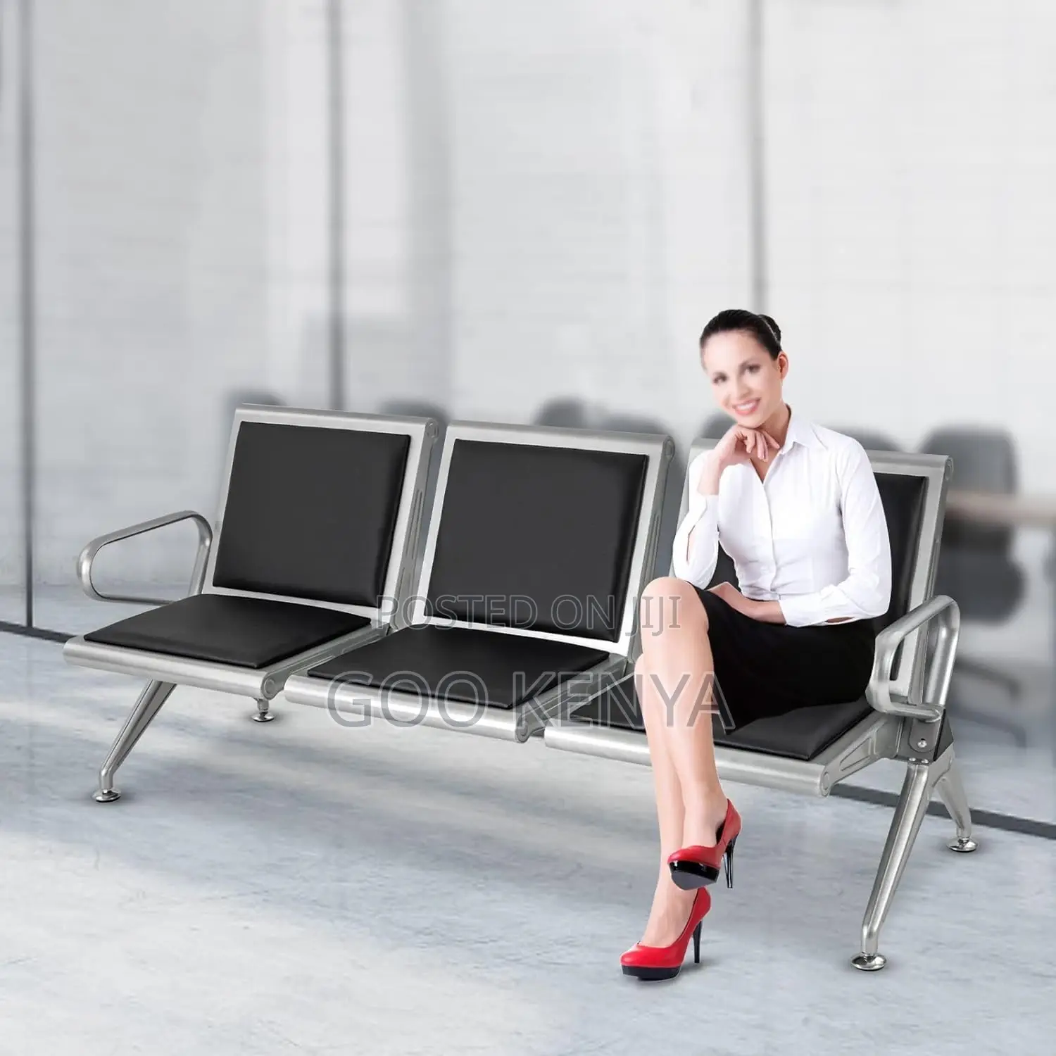 Office Bench ; 3-Link Heavy Duty Padded Waiting Bench
