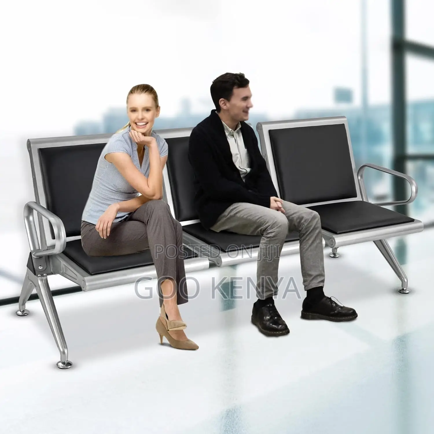 Office Bench ; 3-Link Heavy Duty Padded Waiting Bench