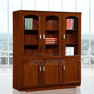 Office Cabinet ; Mahogany 3-Door Wooden Filing Cabinet