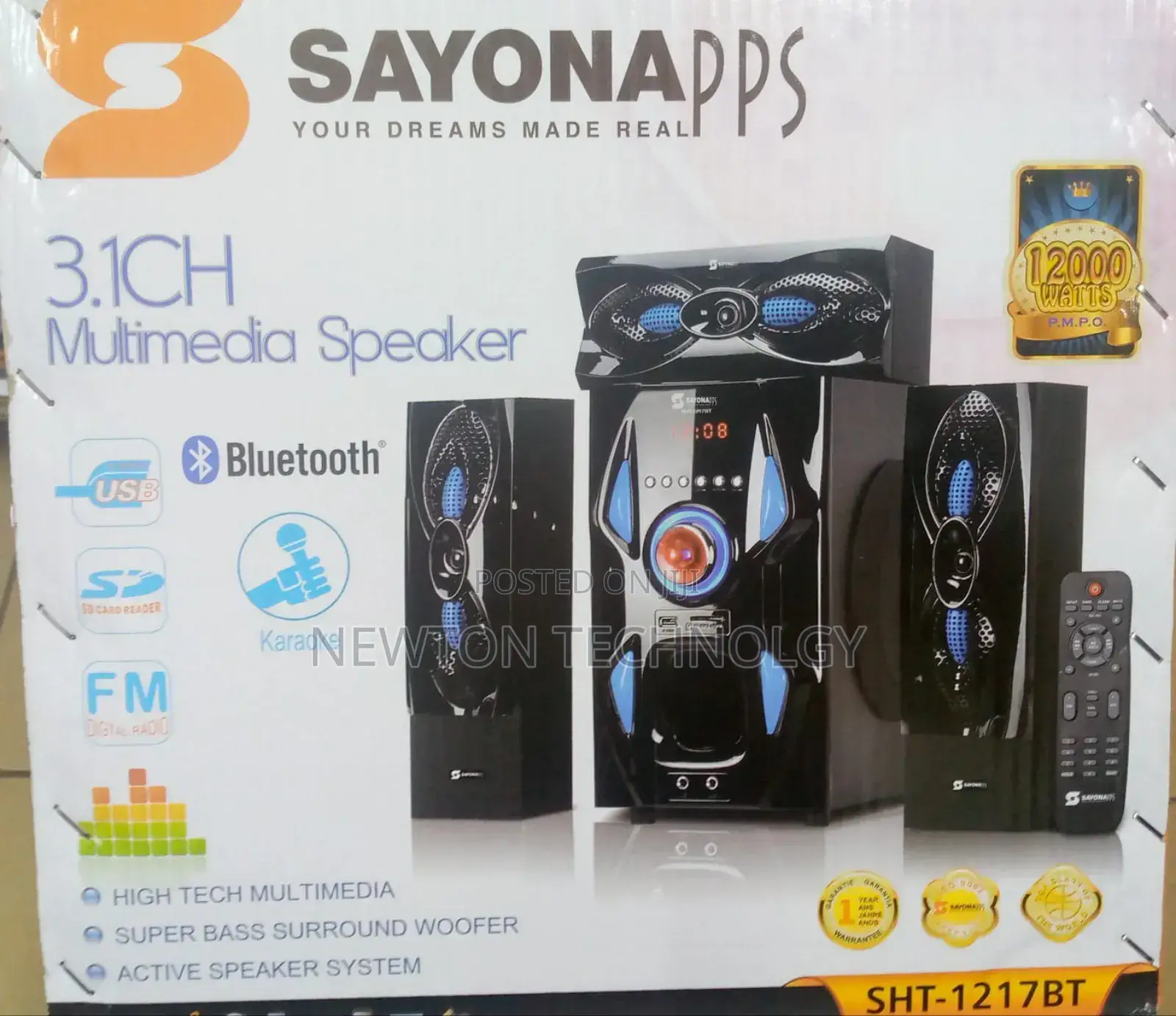 3.1 Channel Subwoofer SHT 1217bt, 12000w P.M.P.O