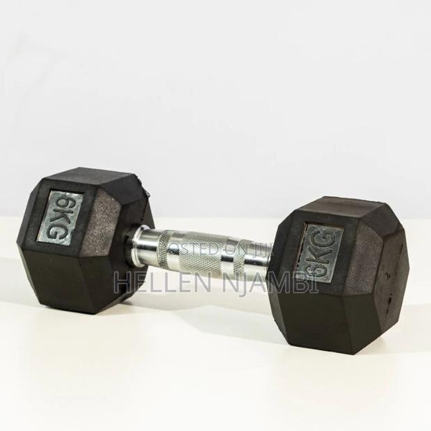 Hexagonal 5kgs Dumbbells (Rubber Coated) - main view