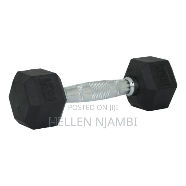 5kg Rubber-coated Hexagonal Dumbbells - main view