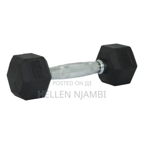 5kg Rubber-coated Hexagonal Dumbbells