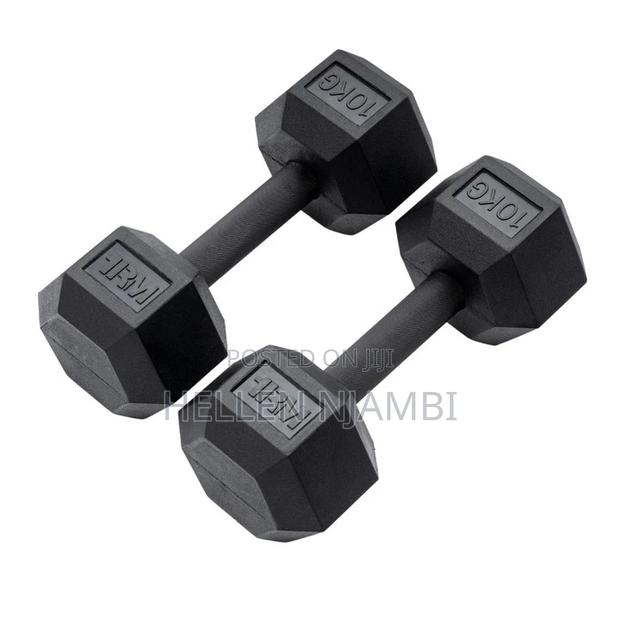 Hexagonal 10kgs Dumbbells - main view