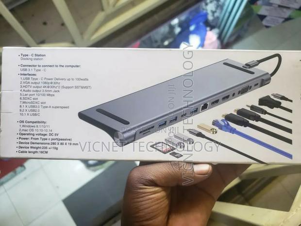 Usb Type C 12 Port Dock With Hdmi,Vga,Usb,Sd,Audio,Lan Etc - thumbnail 2