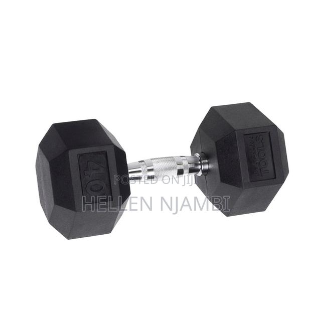 10kgs Hexagonal Rubber-coated Dumbbells - main view