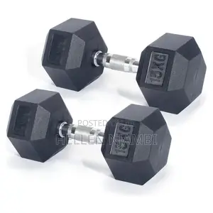 15kgs Hexagonal Rubber Dumbbells
