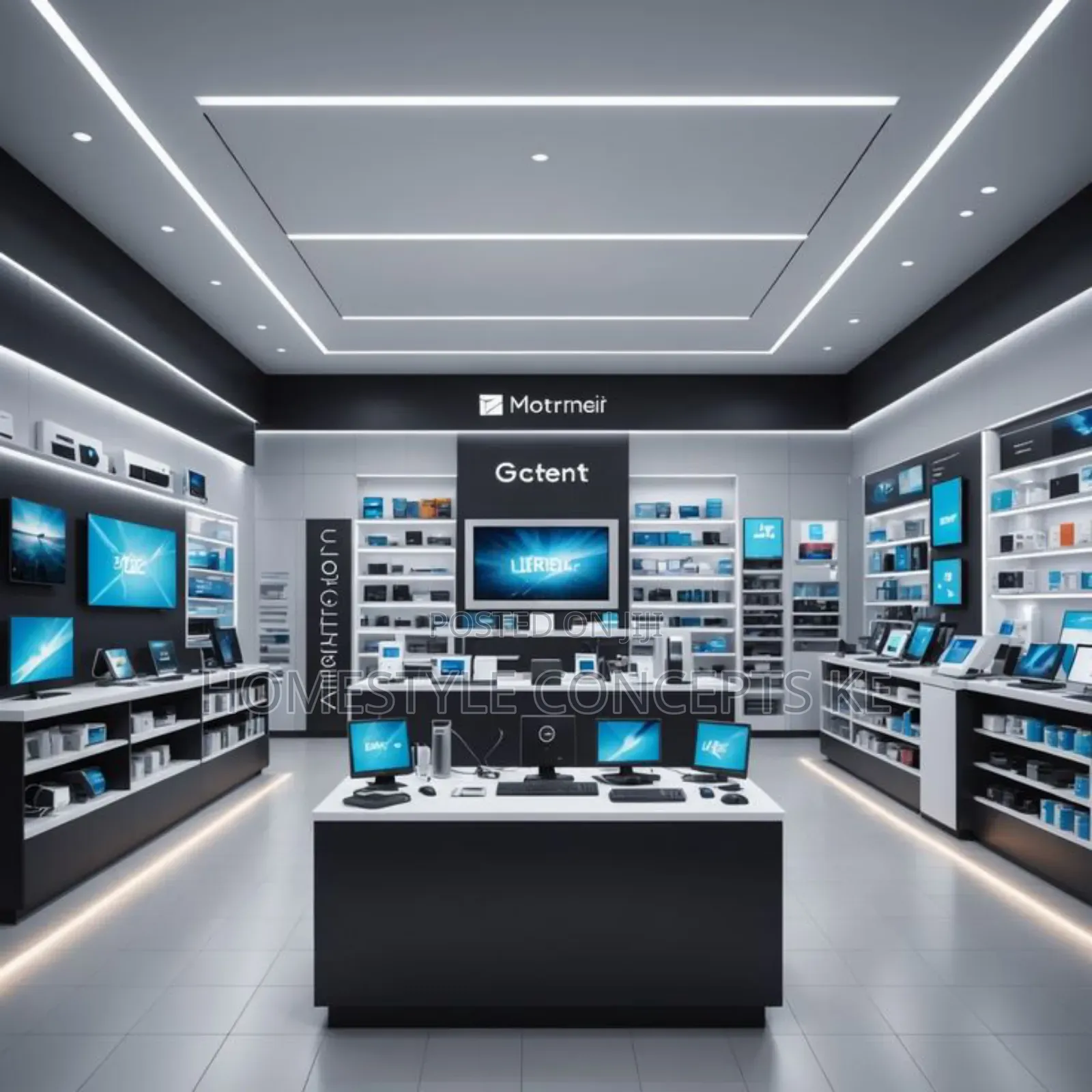 Electronic Phone Shop Interior Shelves Display Fittings
