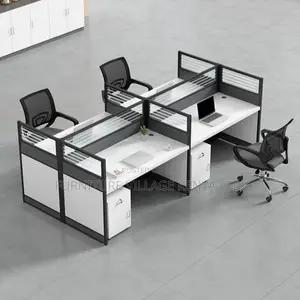 Workstations: Four Seater Lumber Casual Workstation Desk