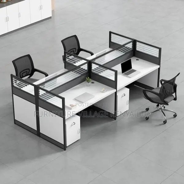 Workstations: Four Seater Lumber Casual Workstation Desk