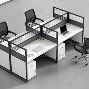Workstations: Four Seater Lumber Casual Workstation Desk