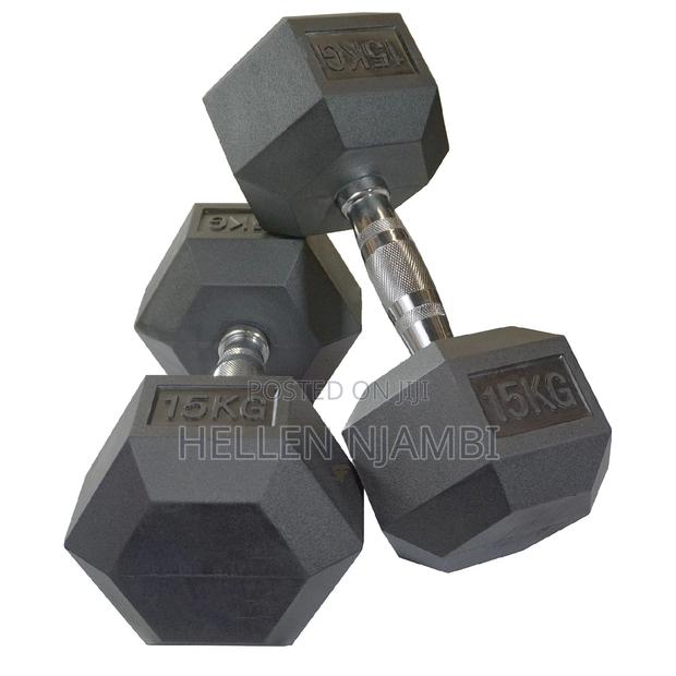 Hexagonal 15kgs Dumbbell Pair - main view