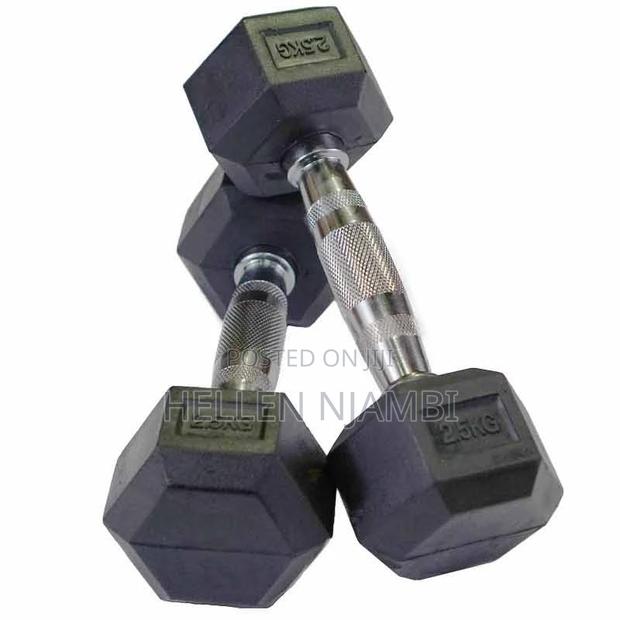 Hexagonal Rubber-Coated 20kgs Dumbbells - main view