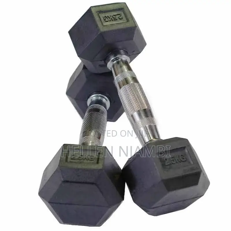 Hexagonal Rubber-Coated 20kgs Dumbbells