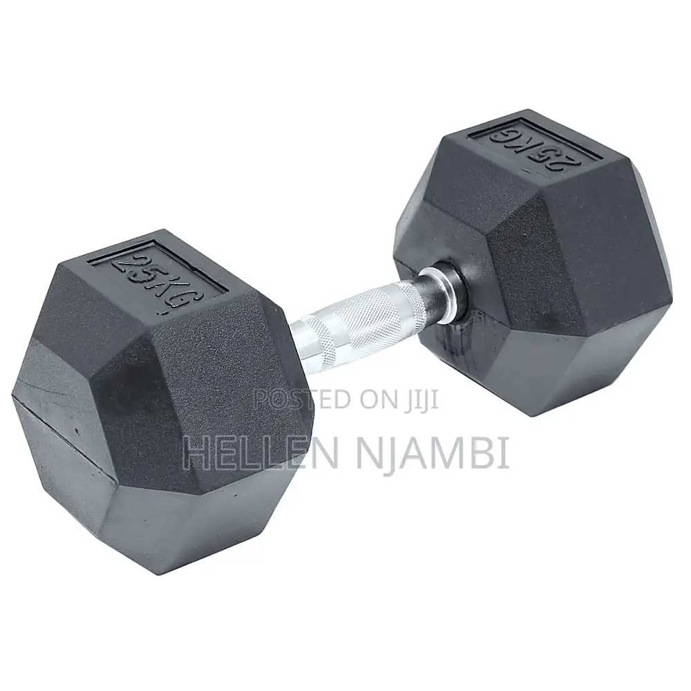 25kgs Hexagonal Rubber-Coated Dumbbells