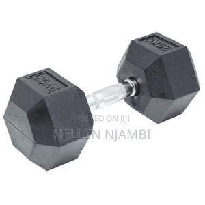 25kgs Hexagonal Rubber-Coated Dumbbells - thumbnail 2