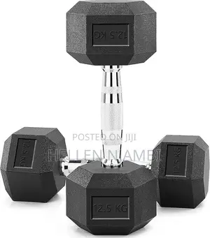 Hexagonal Rubber-Coated 12.5kgs Dumbbells