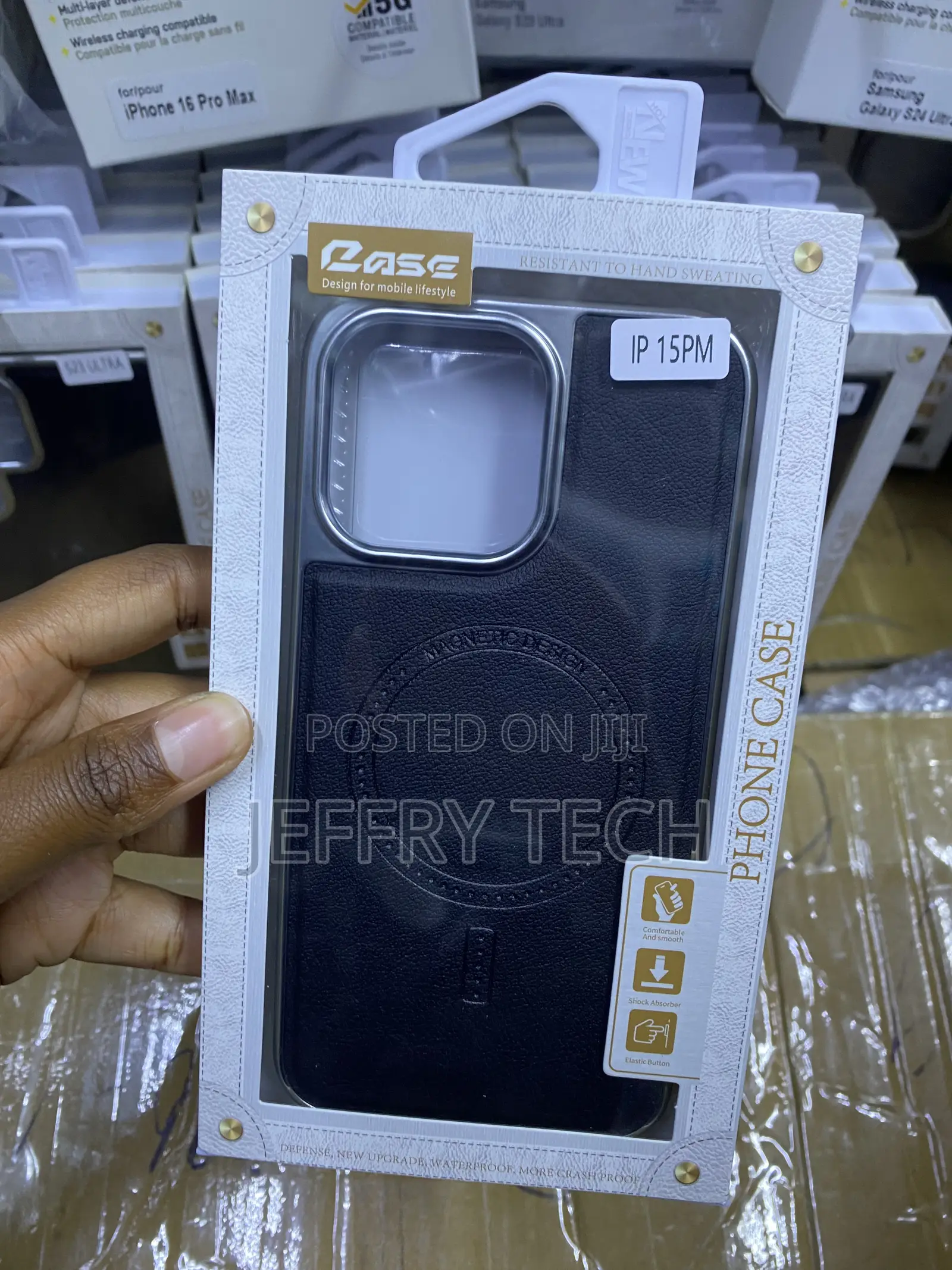 iPhone 15 Pro Max Leather Case,Built-in Invisible Stand