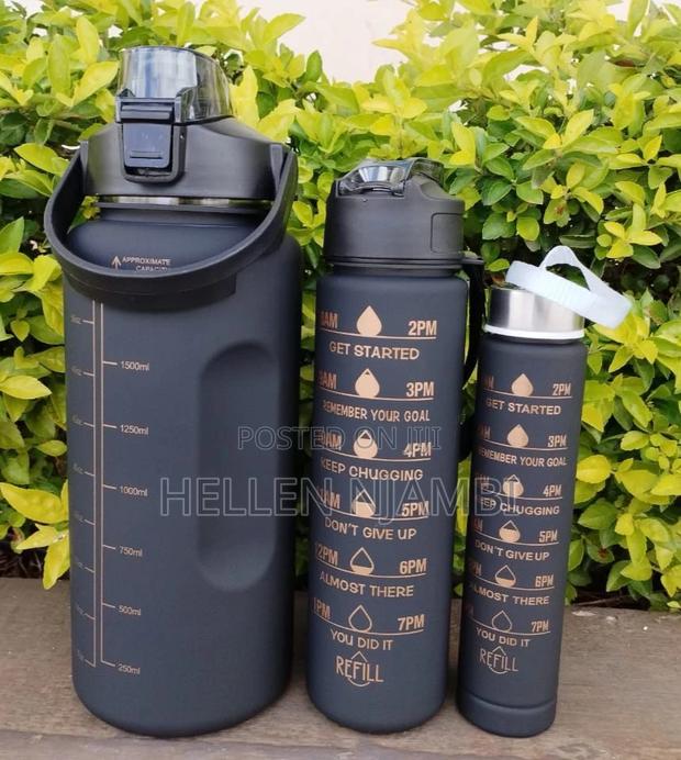 3 in 1 Black Motivational Bottle 2000ml,900ml,280ml
