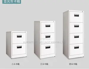 Cabinets:Three Drawer Locker Off-White Black Handles