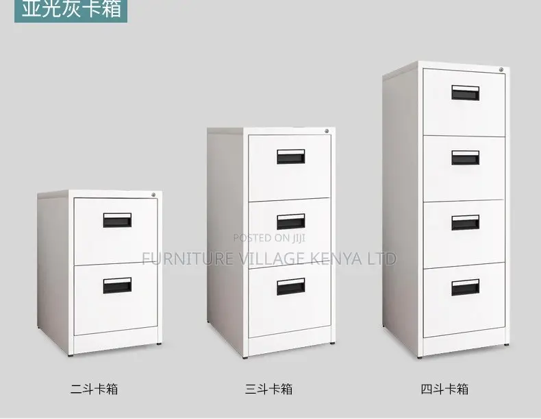 Cabinets:Three Drawer Locker Off-White Black Handles