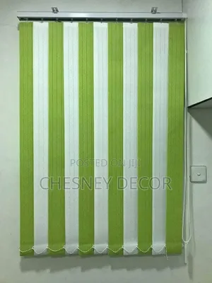 Green And White Window Blinds