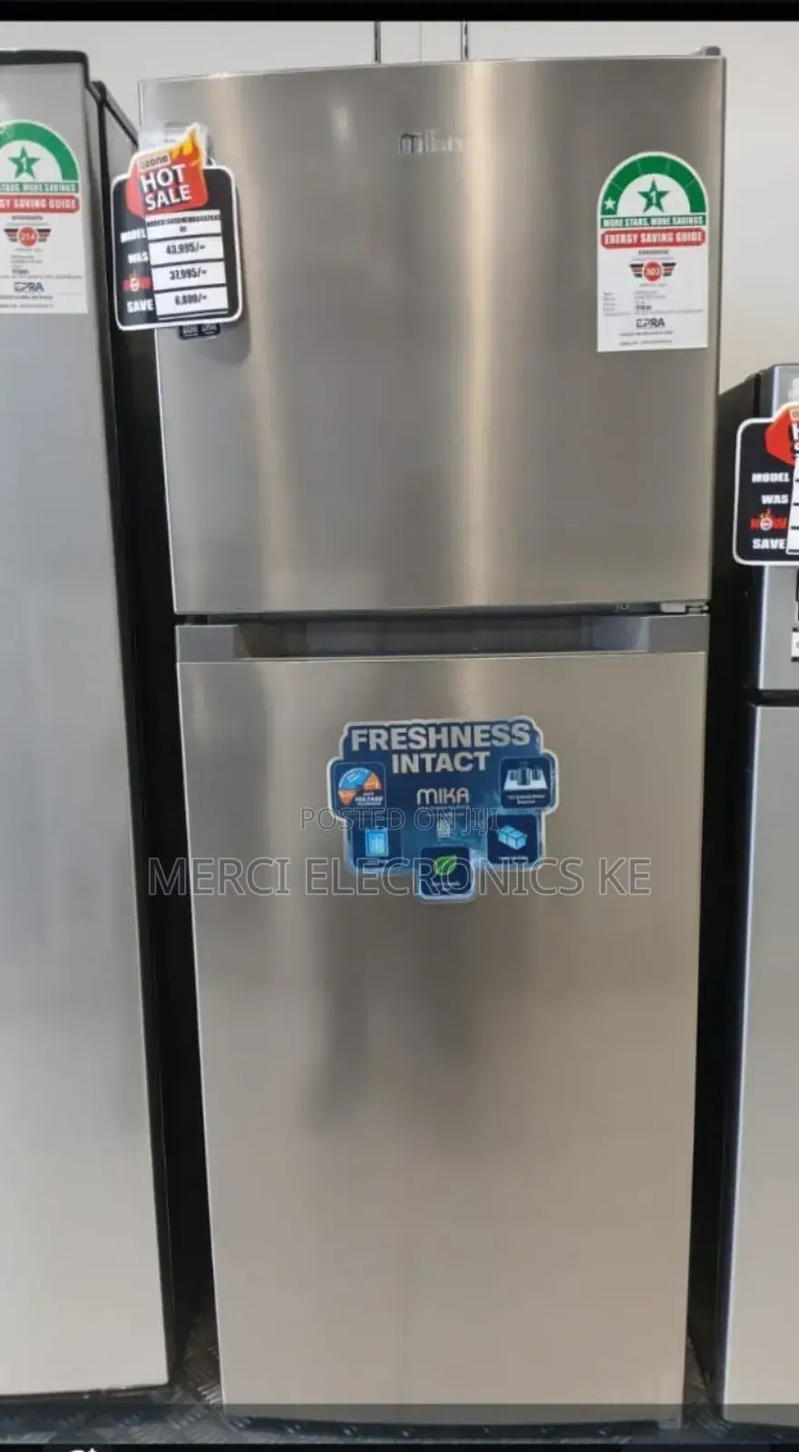 Mika Fridge, 138l, 2 Door Top Mount Freezer, Defrost