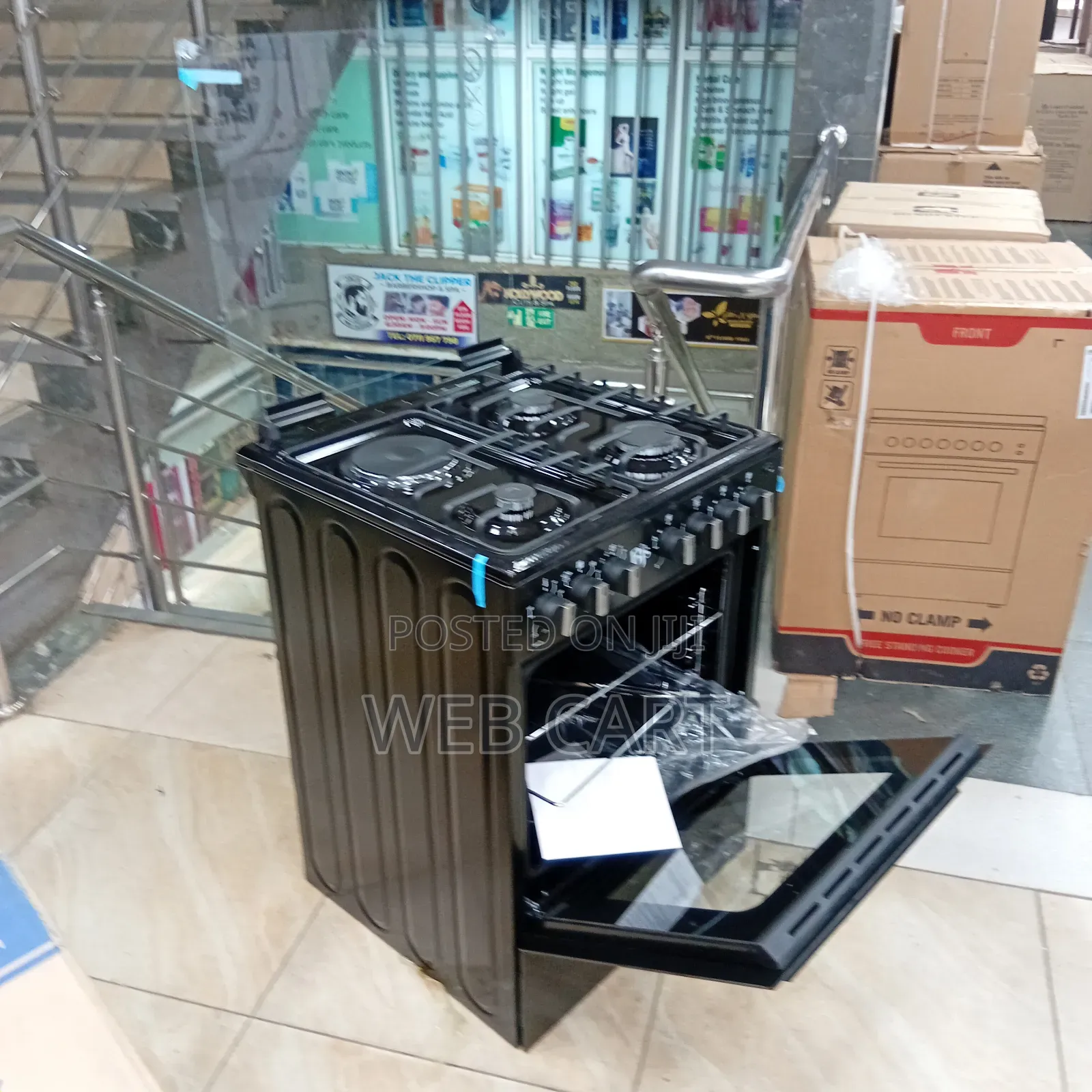 BJS 60x60 Elite Cooker – 3 Gas + 1 Electric, Black Finish