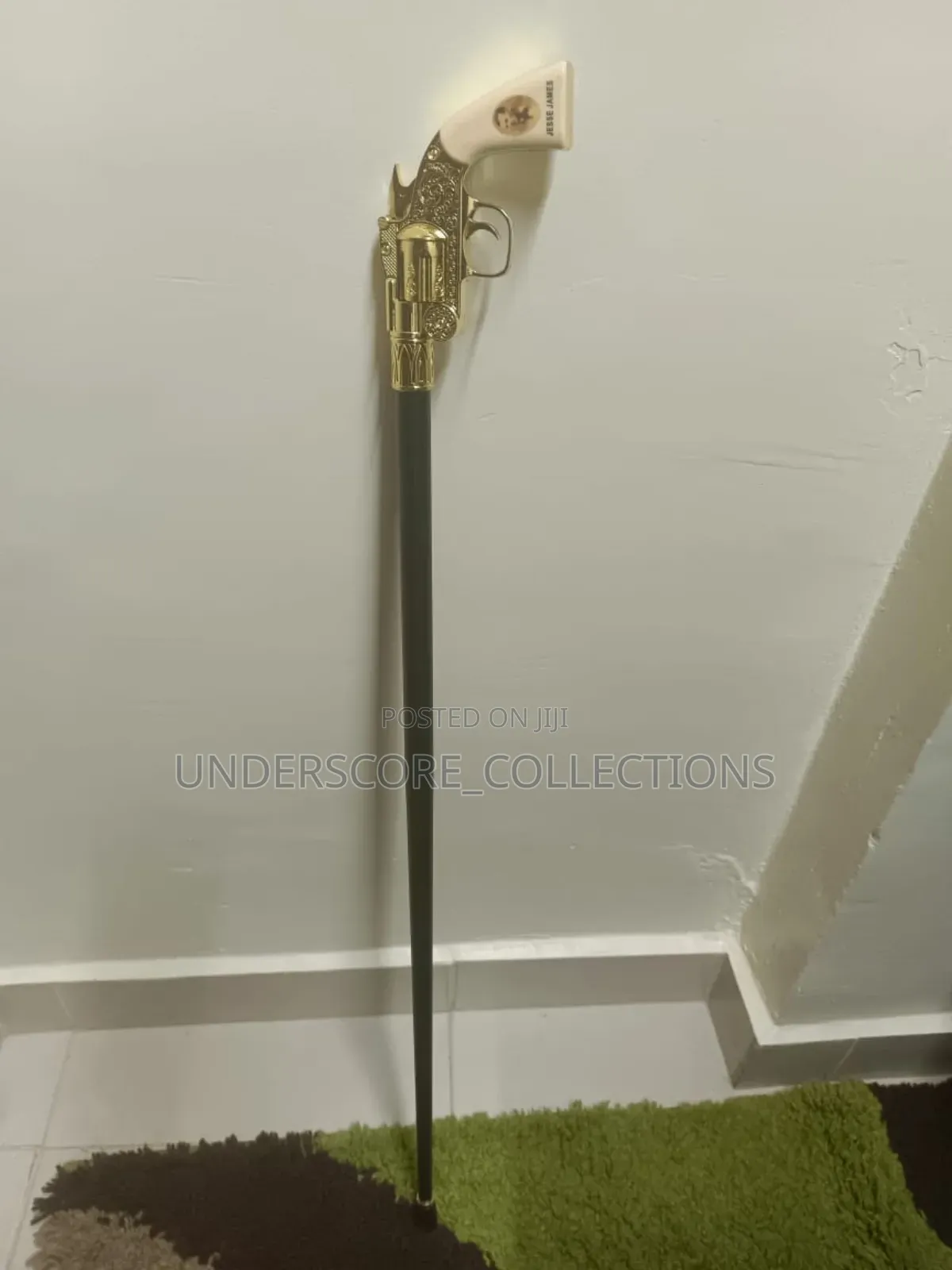 Executive Gold Gun Design Functional Walking Stick
