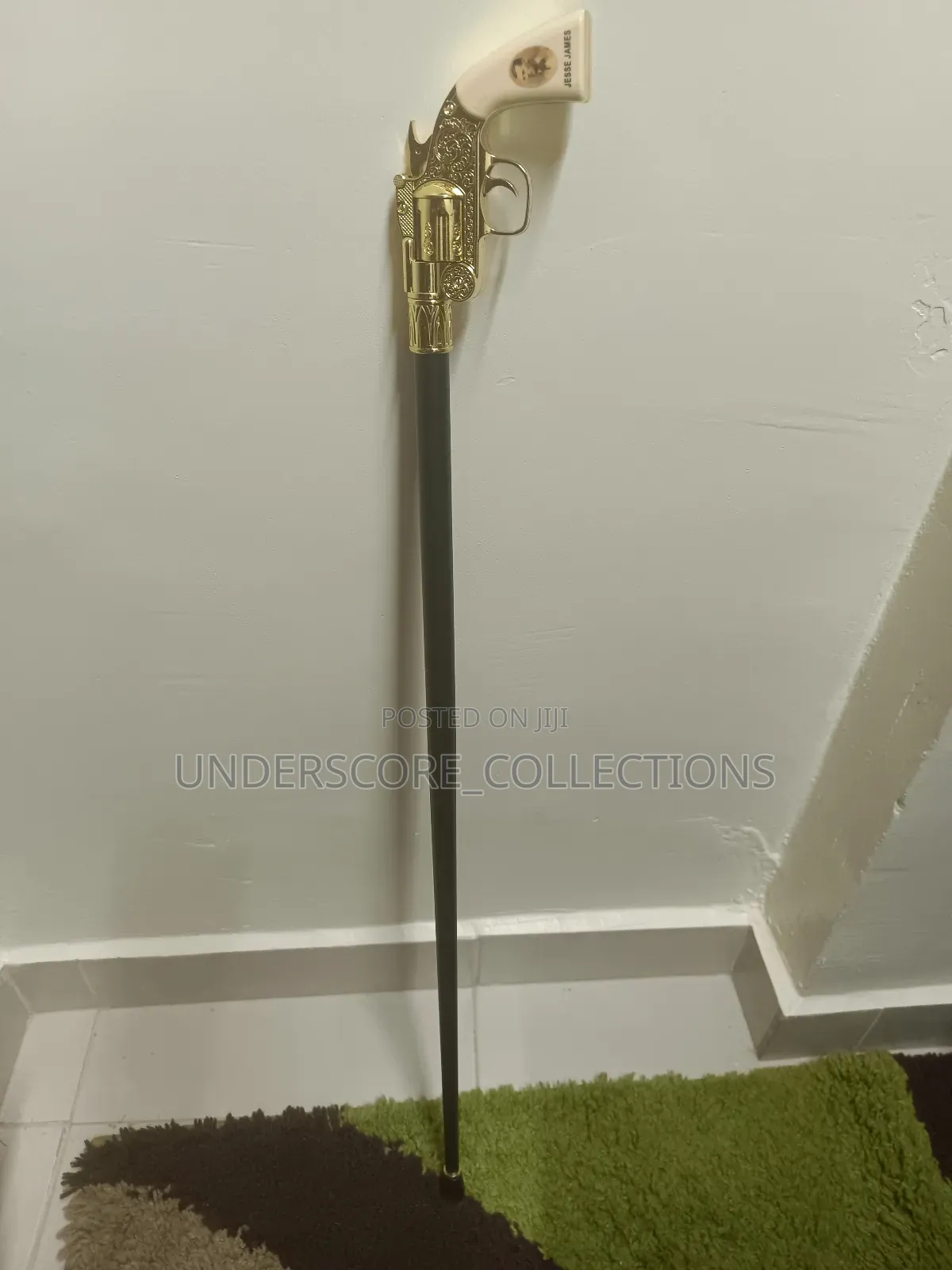 Executive Gold Gun Design Functional Walking Stick