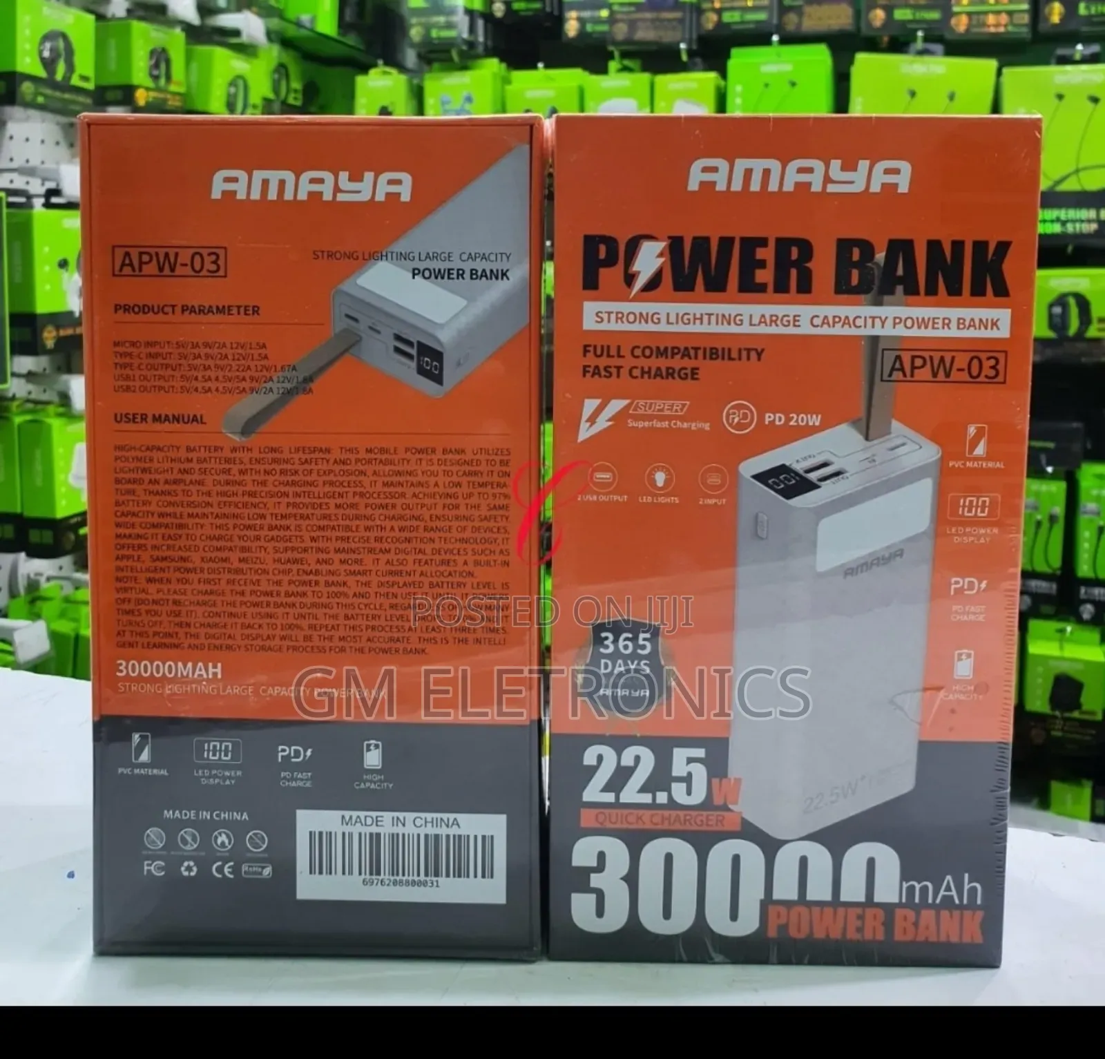 Amaya Apw-03 Power Bank 30000mah 22.5w. Fast Charging.