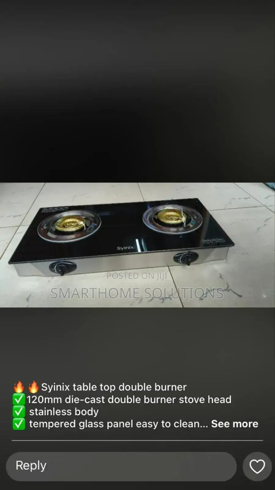 Syinix 2 Burner Glass Cooker
