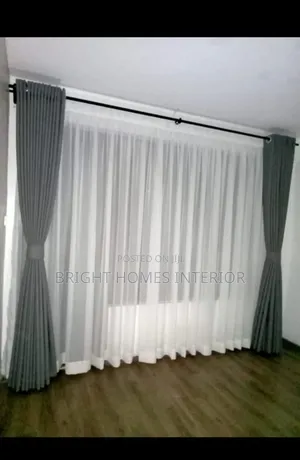 Grey Curtain and Plain White Brilliant White Sheers