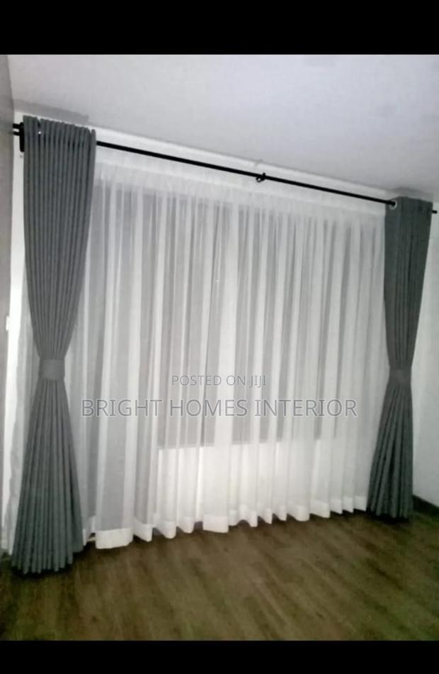 Grey Curtain and Plain White Brilliant White Sheers - main view